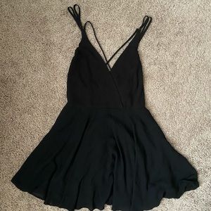 Strappy black mini dress